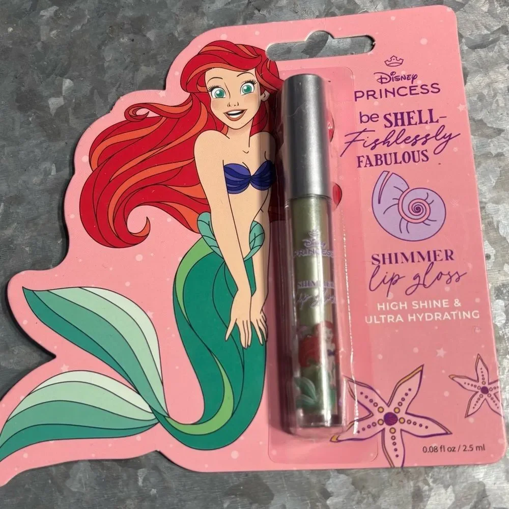 2 New Disney Princess Ariel Lip Oil & Shimmer Lip Gloss Duo - Purple & Green